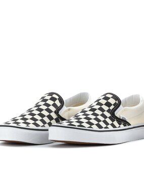 Vans Checkerboard Slip-On Sneakers in Black and White